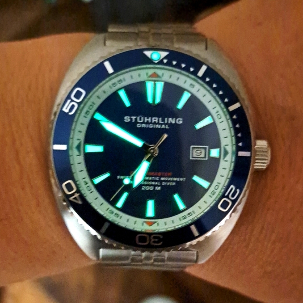 Stuhrling Original Blue and Silver Men's Dive automatic Watch